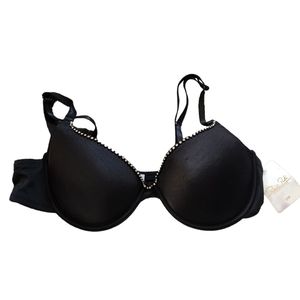 NWT Rene Rofe Black Rhinestone Bra Size 34B*